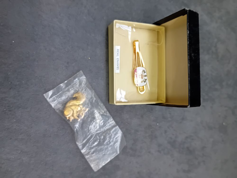 Lot 293: Mixed lot containing 1 Squirrel pin badge and...