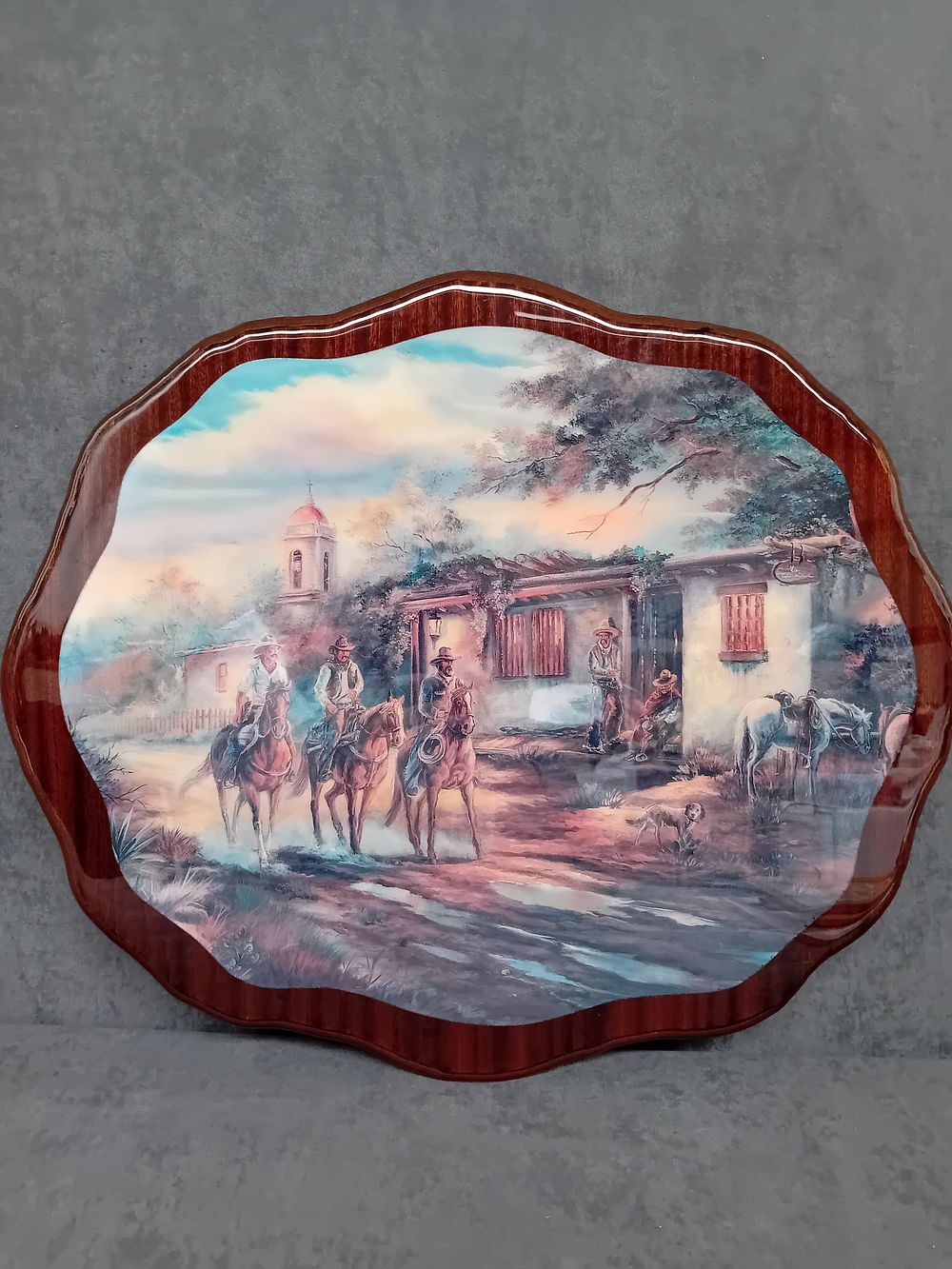 Lot 163: Solid Wooden Western themed print as pictured