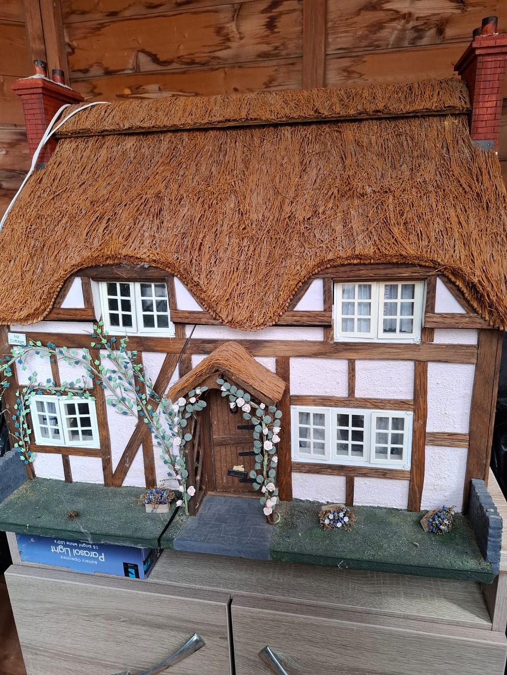 Lot 103: Hand Made Dolls House / Cottage with Thatched...