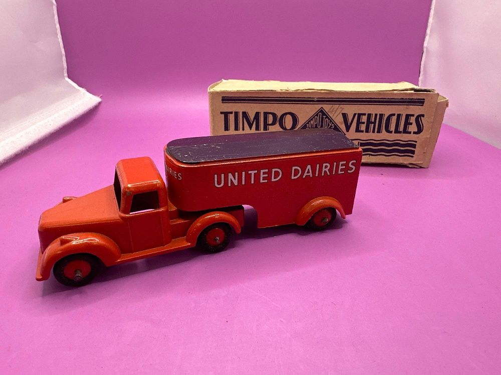 Lot 539: Rare Timpo Articulated Van, with United Daries decales...