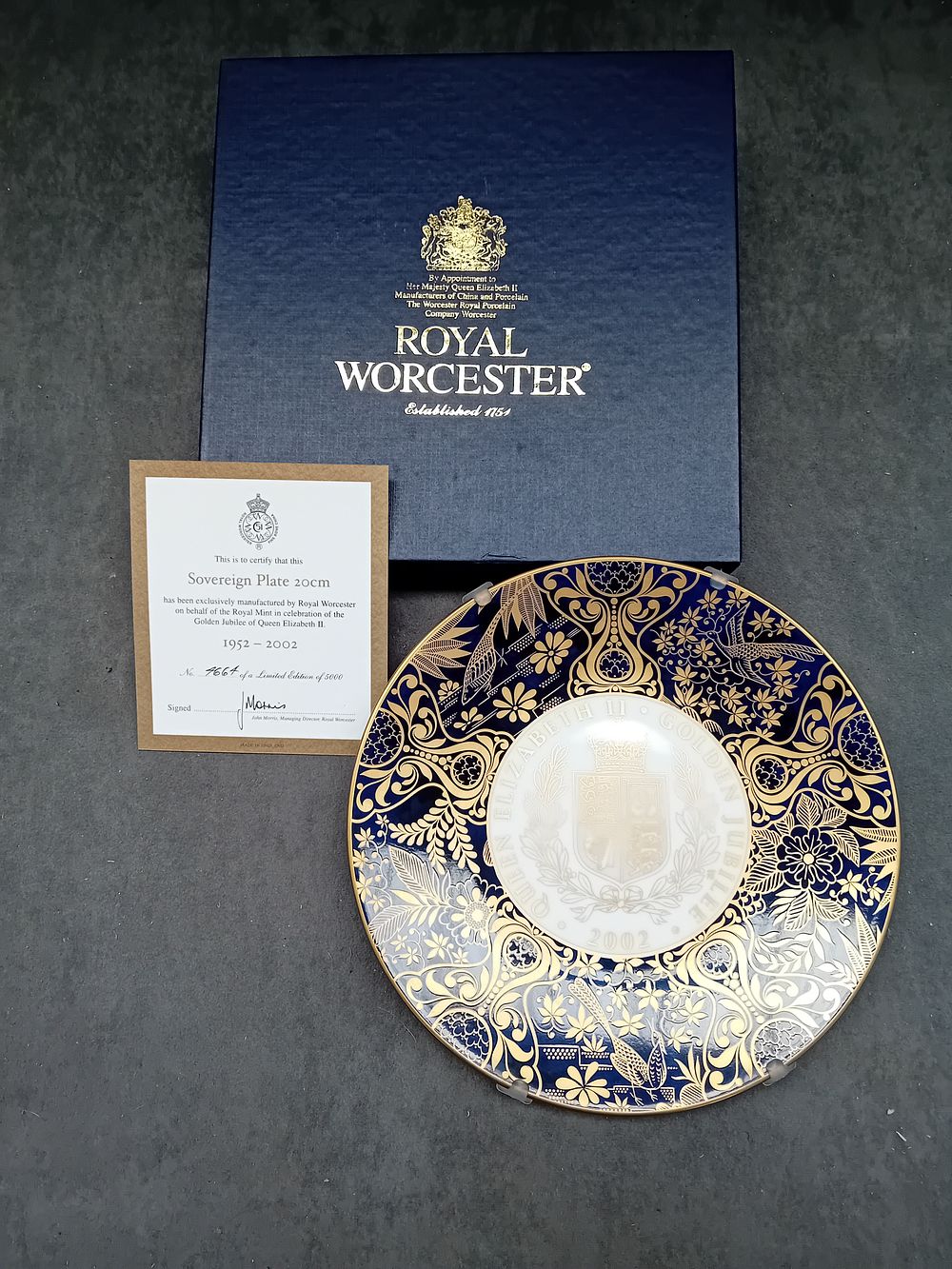Lot 290: Royal Worchester Royal Mint Golden Jubilee Sovereign Plate...