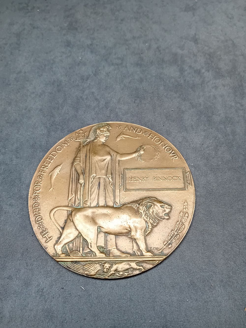 Lot 559: WW1 Memorial plaque ( Dead Mans Penny )...