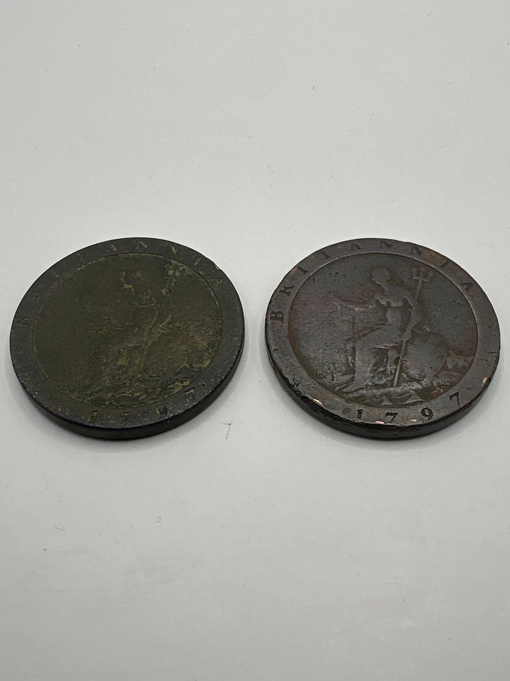 Lot 316: A Pair of Great Britain 1797 George III 'Cartwheel' Penny Copper Coins, KM#618