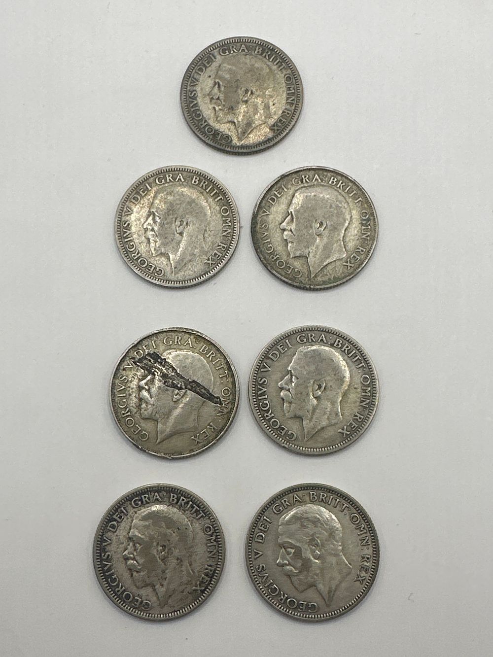 Lot 325: Great Britain George V 1928-1929 Silver Shillings, A Lot of Seven