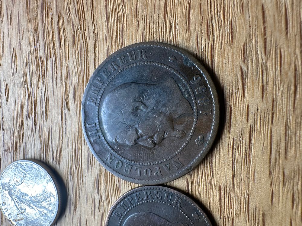 Lot 347: A Collection of 10 French Mixed-Metal Coins, Spanning the Second Empire and Various Republics