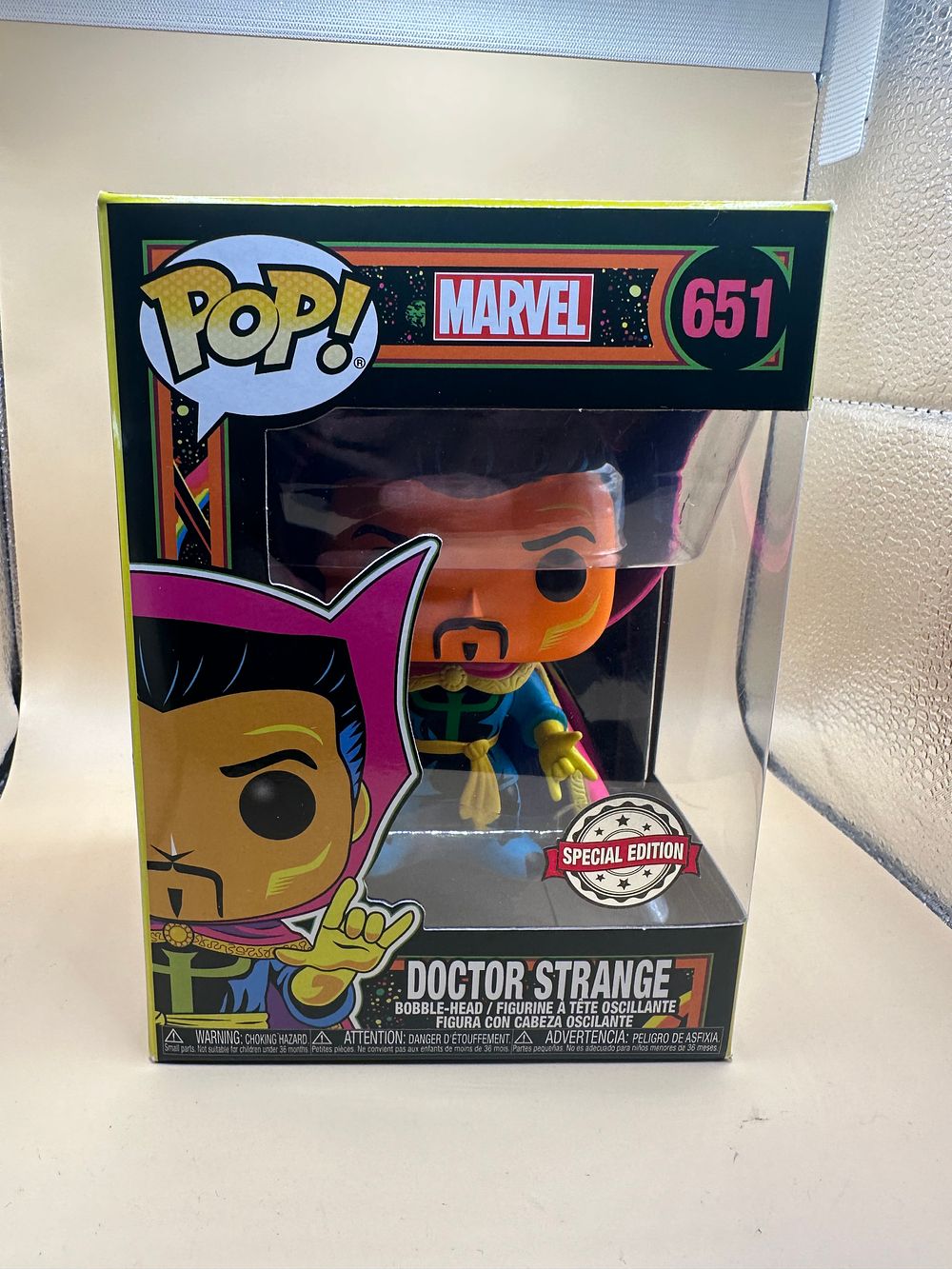Lot 19: Funko Pop! Marvel Doctor Strange #651 Black Light Special Edition Bobble-Head