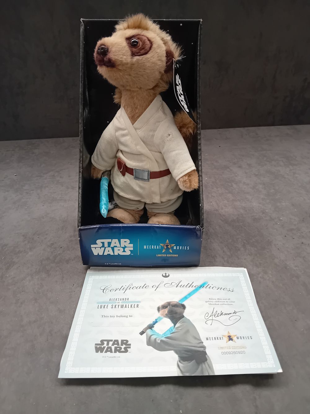 Lot 291: Compare the Meerkat Plush collectable Aleksandr as Luke...