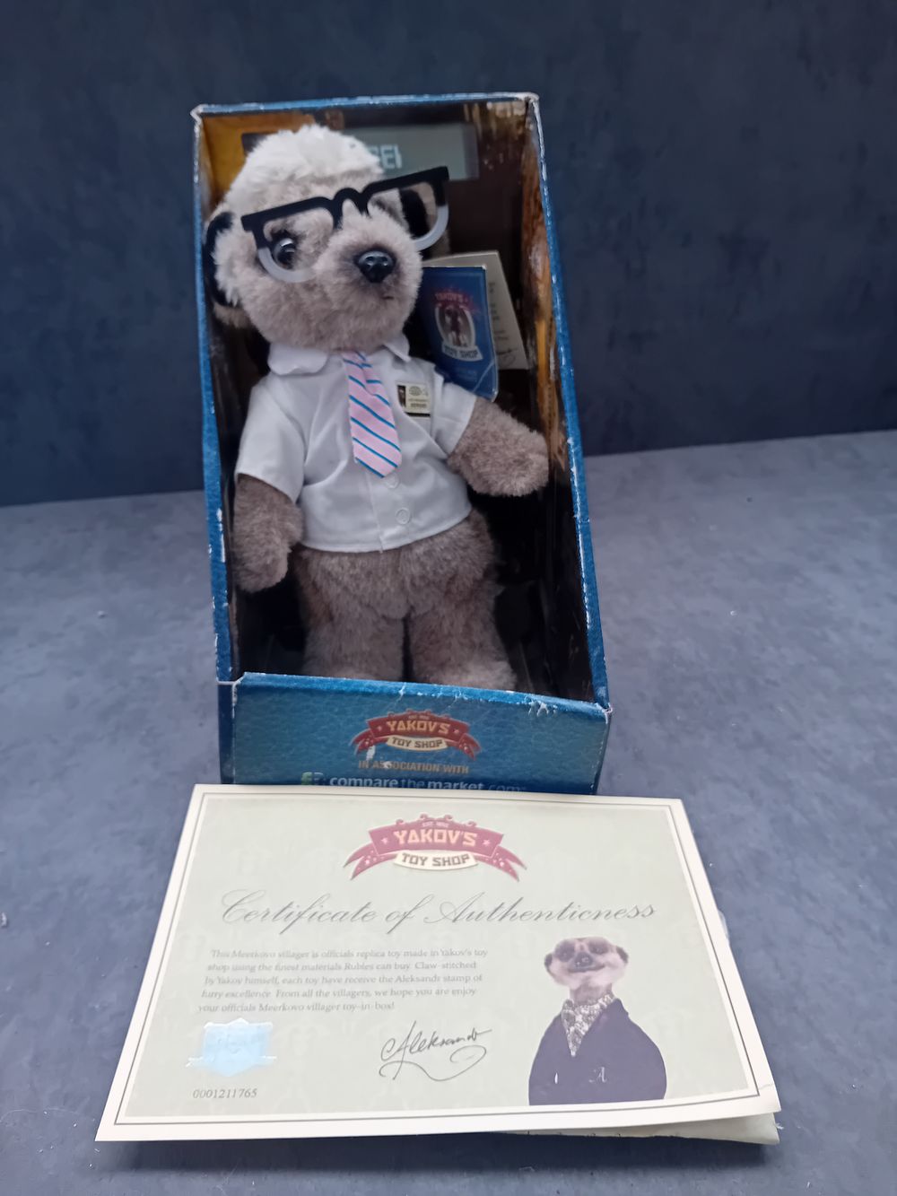 Lot 295: Compare the Meerkat Plush collectable Sergei with certificate...