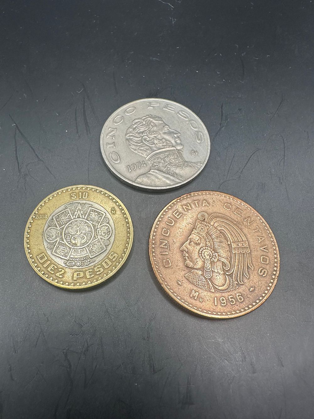 Lot 355: 3 x Mexican coins, 1956 Cincuenta Centavos, 1974...