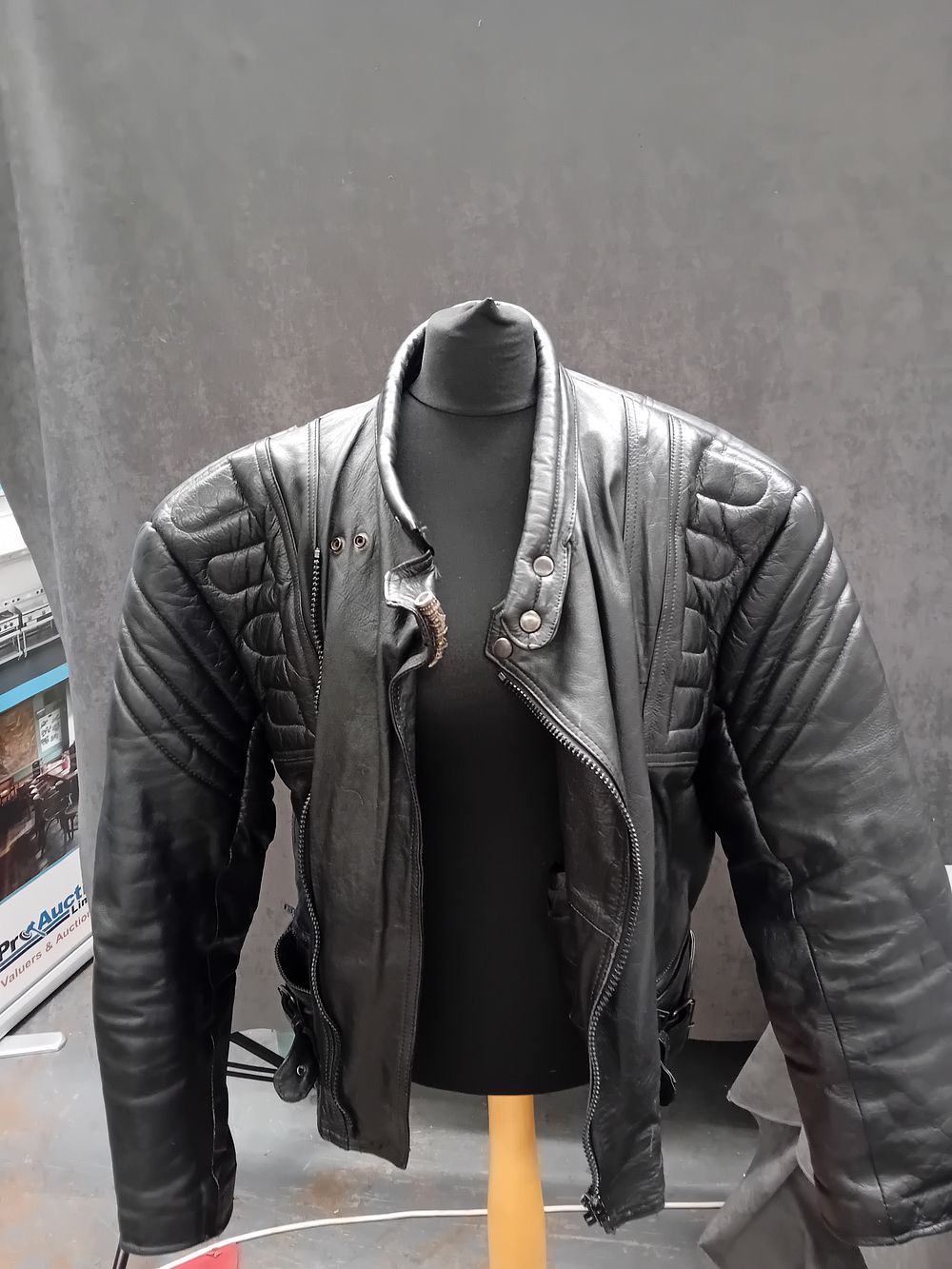 Lot 577: R.S.T International Authentic Style Black Leather Motorbike Jacket...