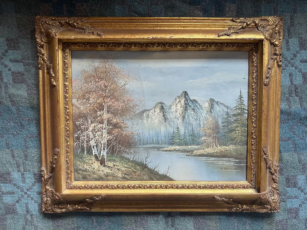 Lot 379: K. Bowman – Mountain Reflection, Oil on Canvas
