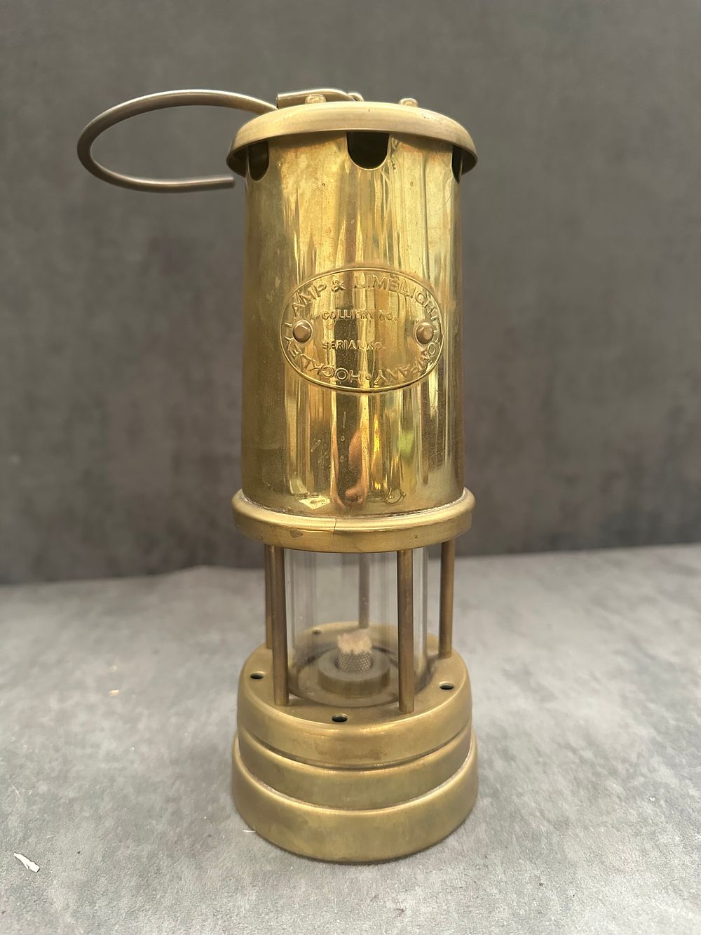 Lot 647: A Vintage Hockley & Limelight Company Brass Miner's Safety Lamp