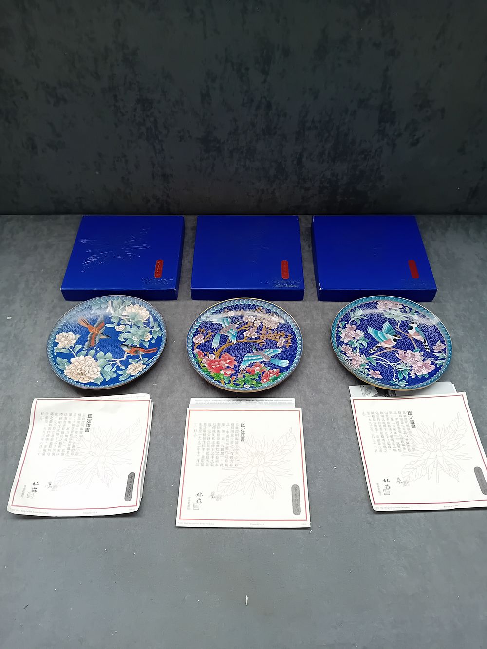 Lot 476: Lot of 3 Ching t'ai-lan Artist Workshop plates...