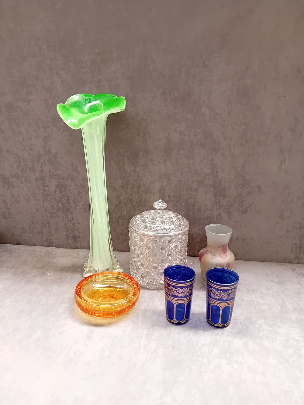 Lot 497: Mixed Lot of Glassware, a pastel green vase,...