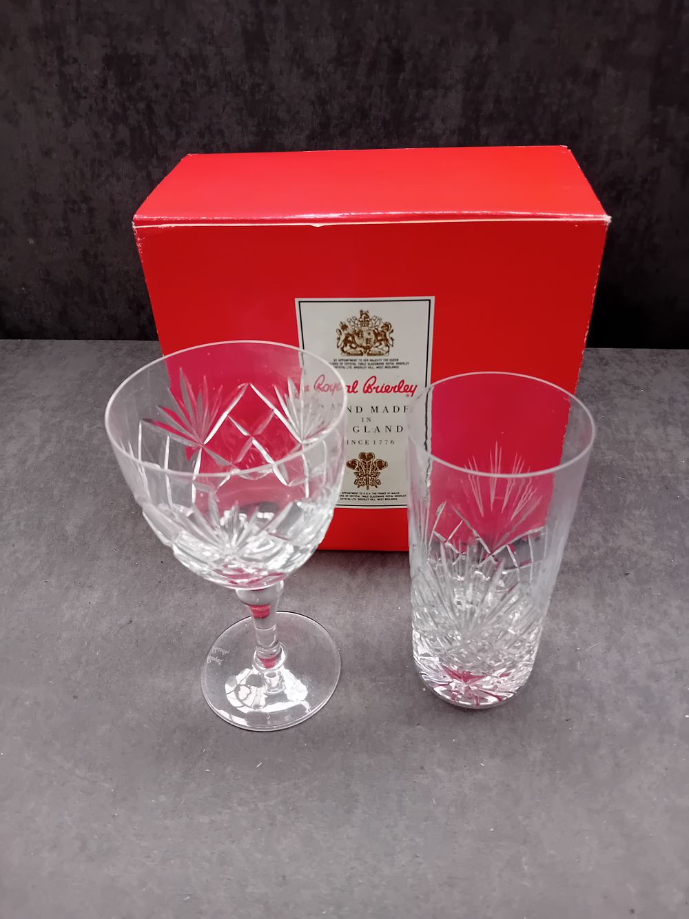 Lot 537: A Pair of Royal Brierley Braemar Led Crystal Glasses
