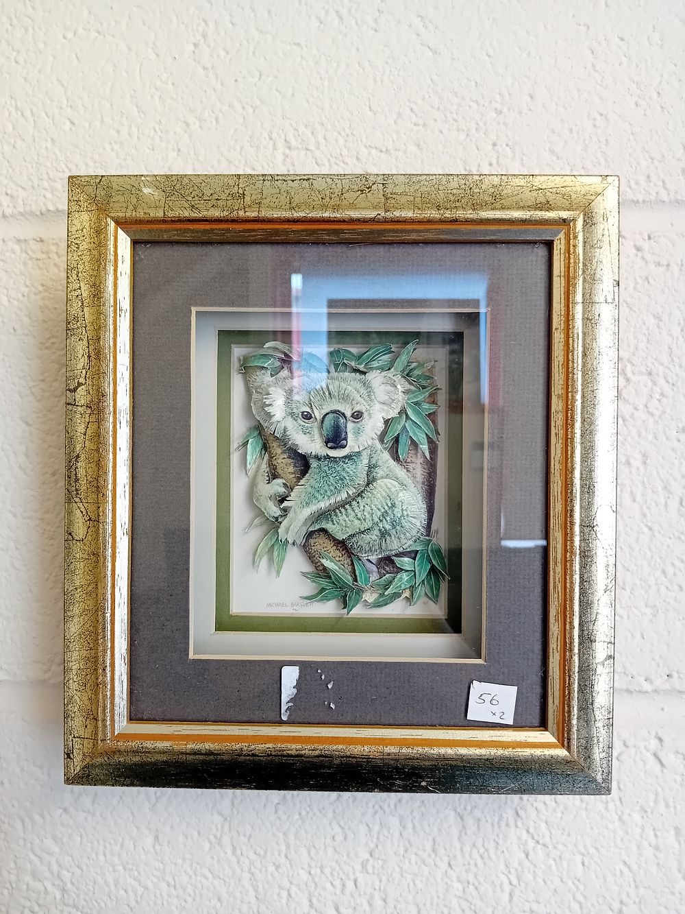 Lot 442: Framed Three-Dimensional Layered Cut-Paper Koala Wall Art