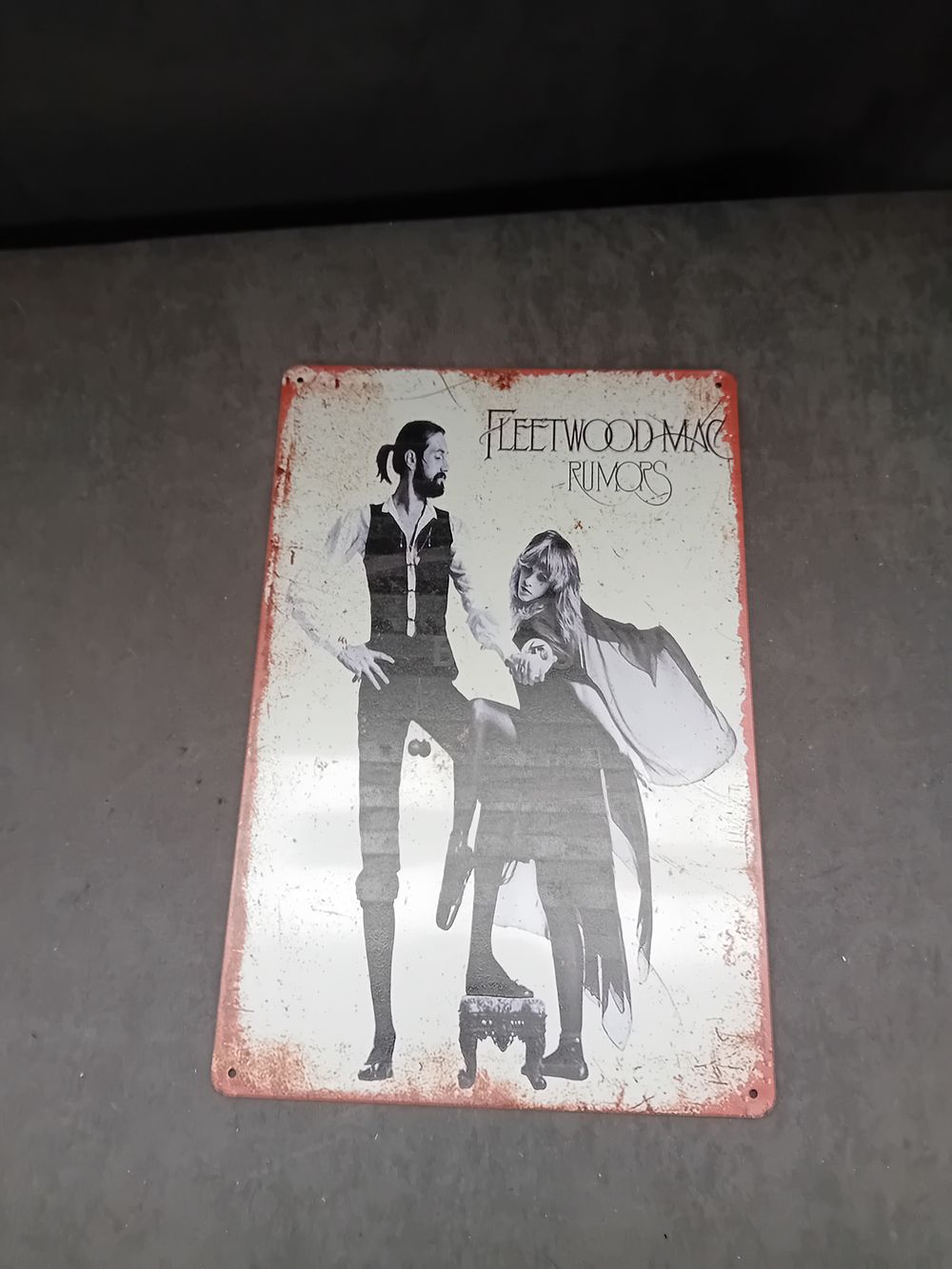 Lot 456: A Retro Metal Tin Wall Art Sign featuring Fleetwood Mac 'Rumors'