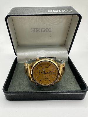 Iconic James Bond Seiko Gold Plated Quartz Chronograph Bracelet Watch Ref 7A28-7020 A4 in Seiko 