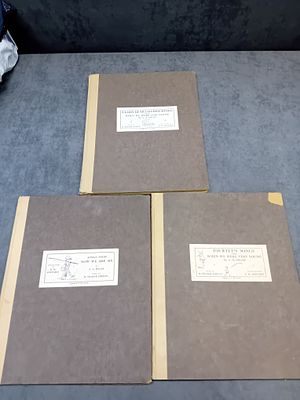 3 x music notes by EH Sheppard. Songs from 'Now We Are Six' by A.A. Milne. Music by H. 