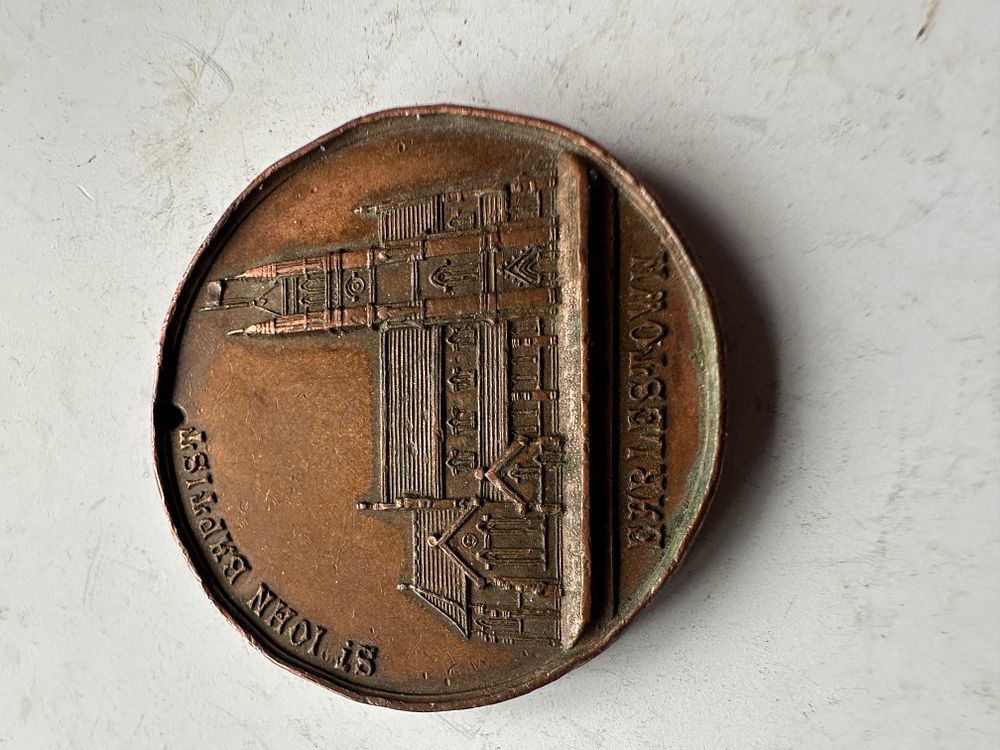 Lot 525: 1857 Earls-town commemorative medal of St John’s Baptist...