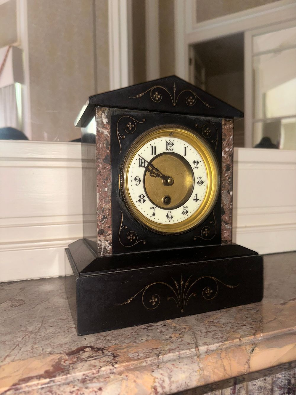 Lot 1003: Antique Victorian Slate and Marble Mantel Clock