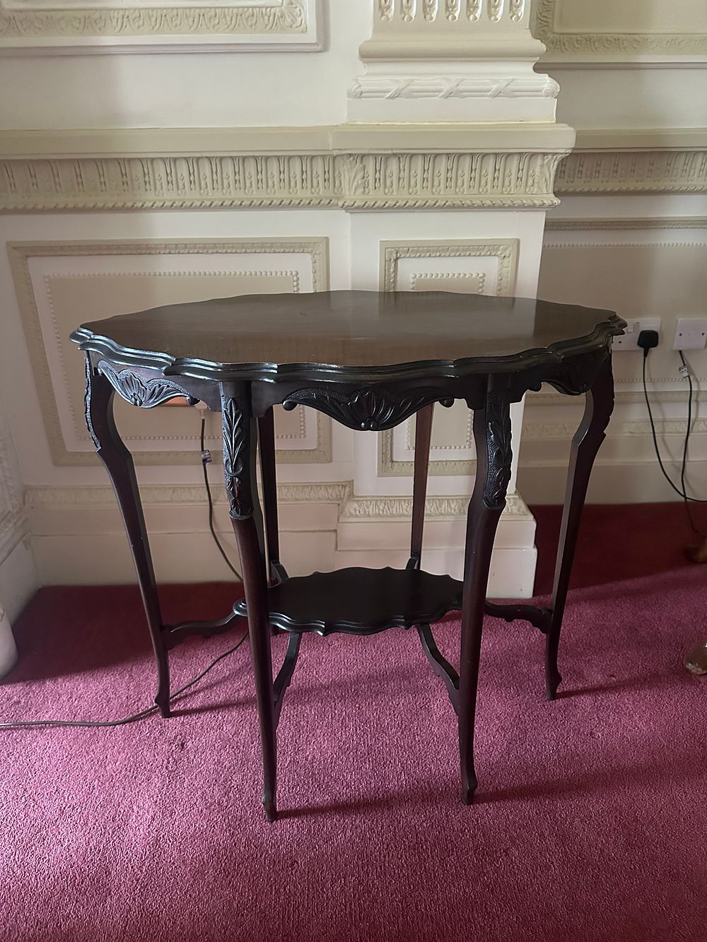 Lot 1037: A Pair of Rococo Revival Dark-Stained Hardwood Occasional Tables