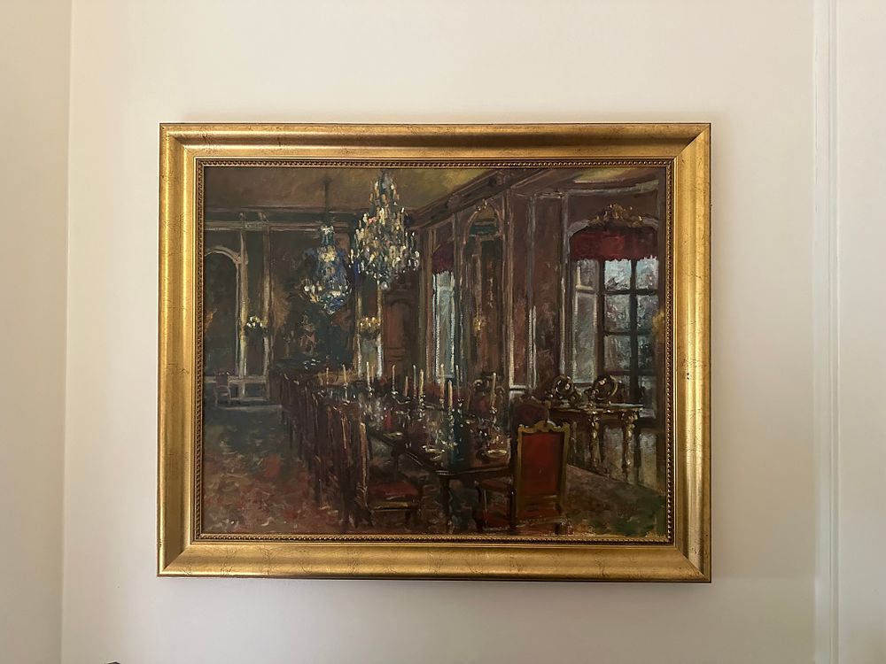 Lot 1044: Impressionistic Interior Scene Oil Painting, Signed J. Dells