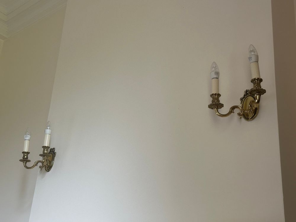 Lot 1045: Three Rococo Revival Style Brass-Tone Wall Sconces
