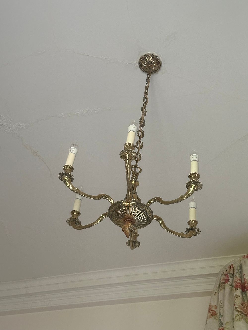 Lot 1046: A French Empire Style Bronze Five-Arm Chandelier