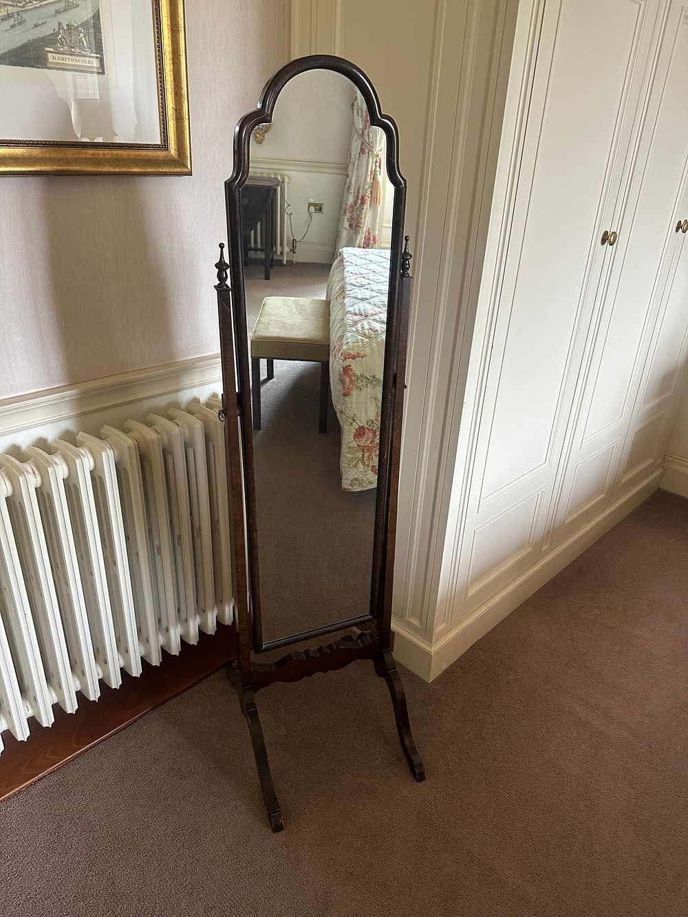 Lot 1074: A Queen Anne Style Mahogany Cheval Mirror