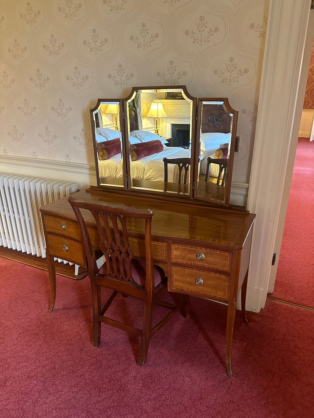 Lot 1112: An Edwardian Style Mahogany Dressing Table and Chair