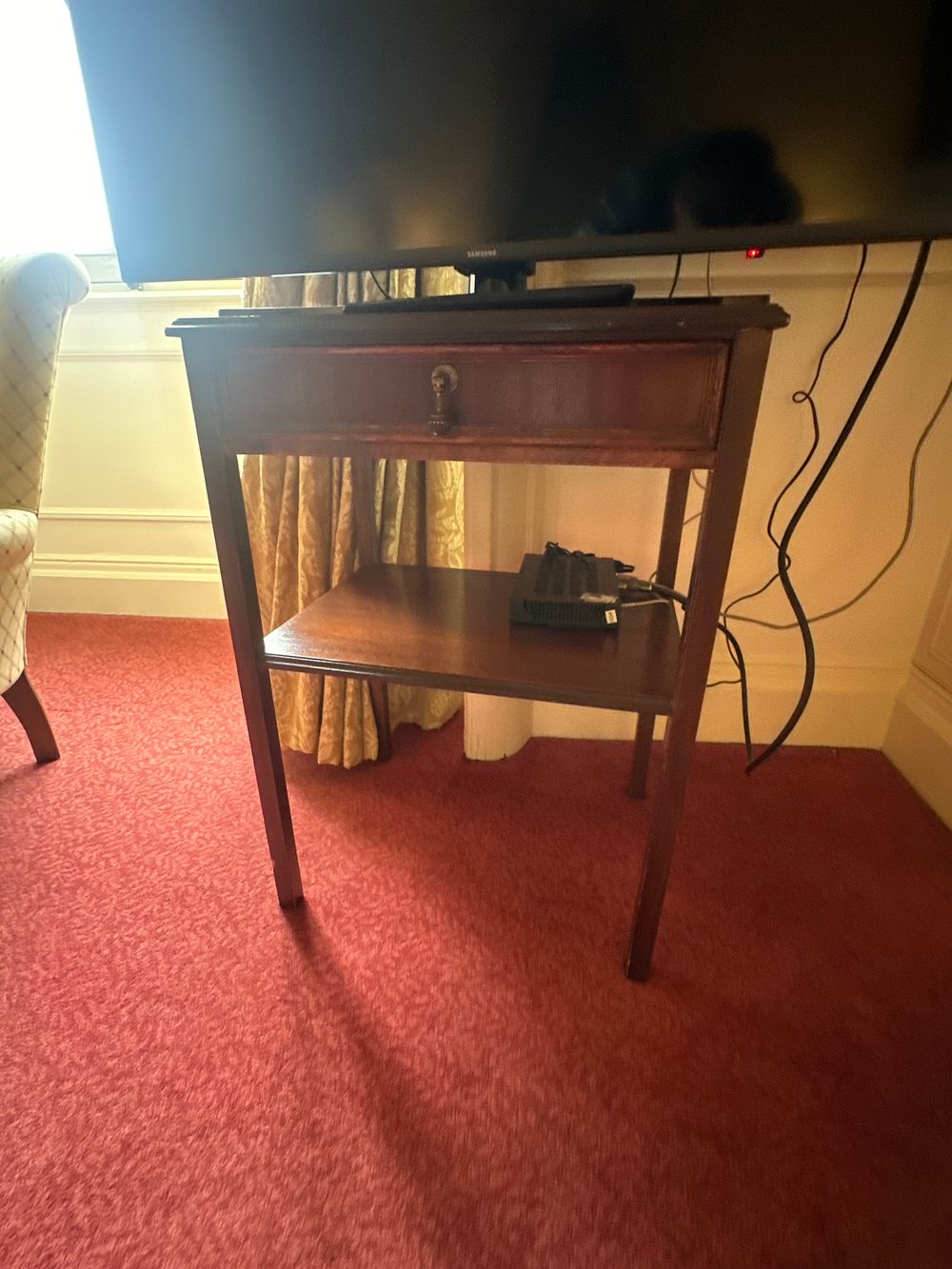 Lot 1119: A Dark-Stained Hardwood Single Drawer Occasional Table, in the Georgian or Regency Style