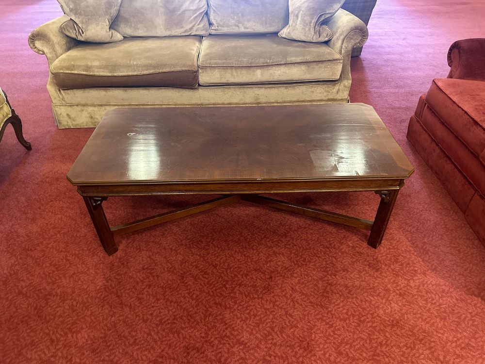 Lot 1134: A Mid-20th Century Dark-Finished Wood Coffee Table, Regency Style