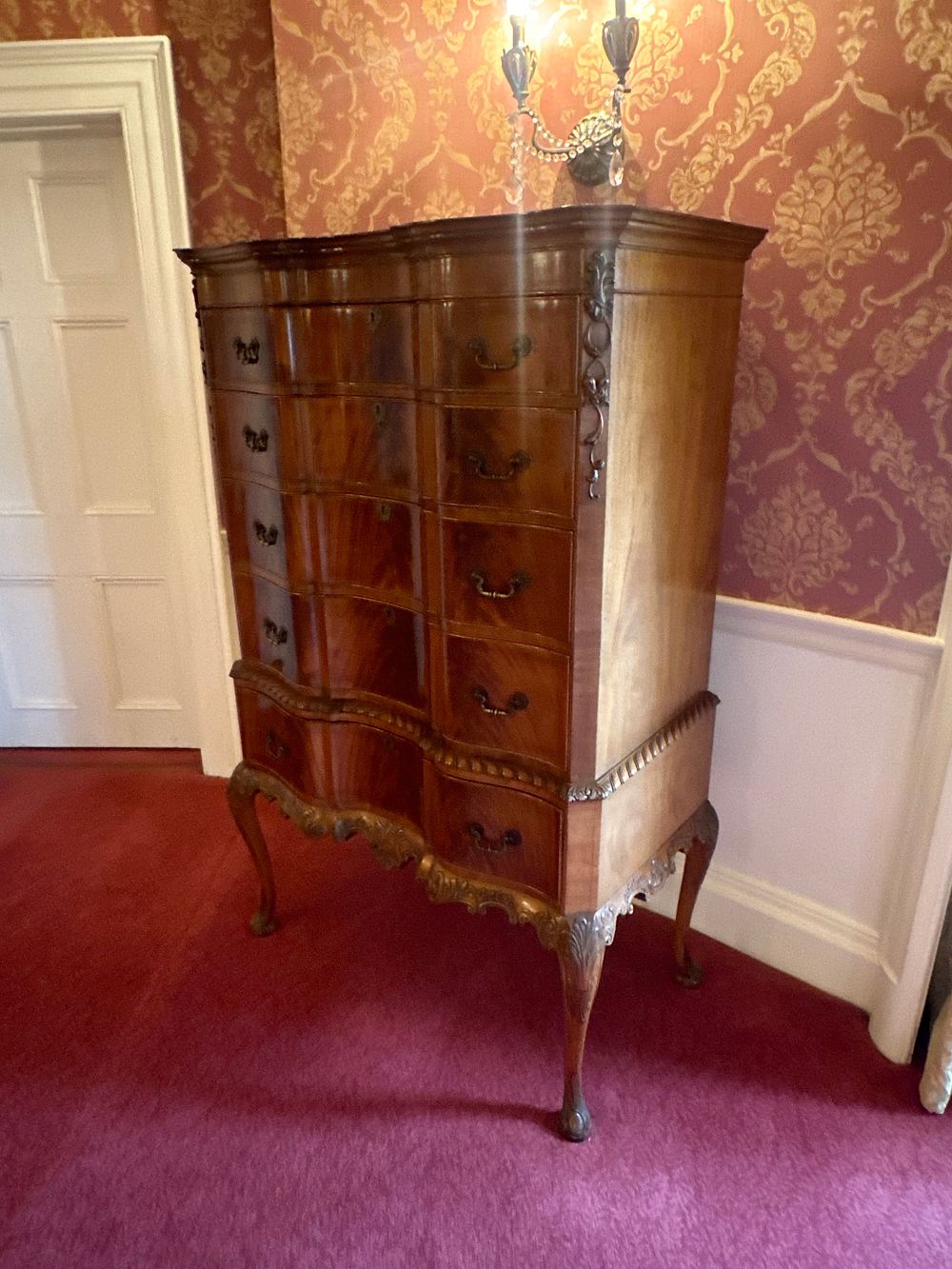Lot 1140: A George III Style Rococo Mahogany Tallboy