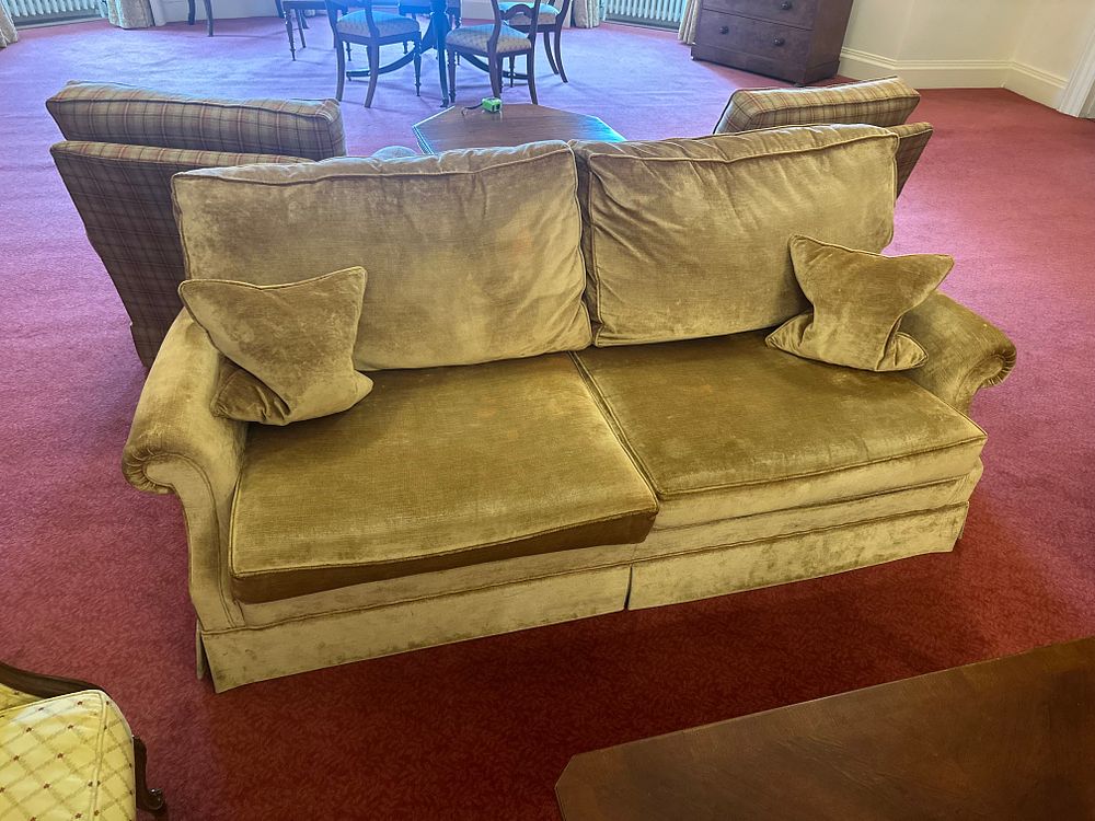 Lot 1144: A Traditional Style Two-Seater Velvet Sofa