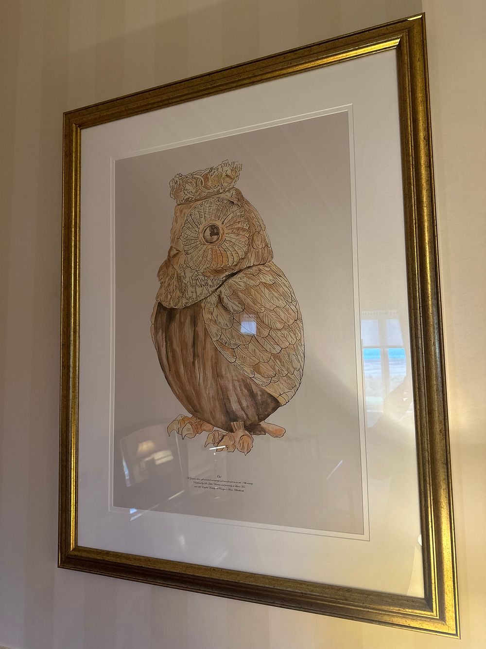 Lot 1169: A Pair of Framed Prints Depicting a 17th Century Automaton Owl and a Nautilus Cup