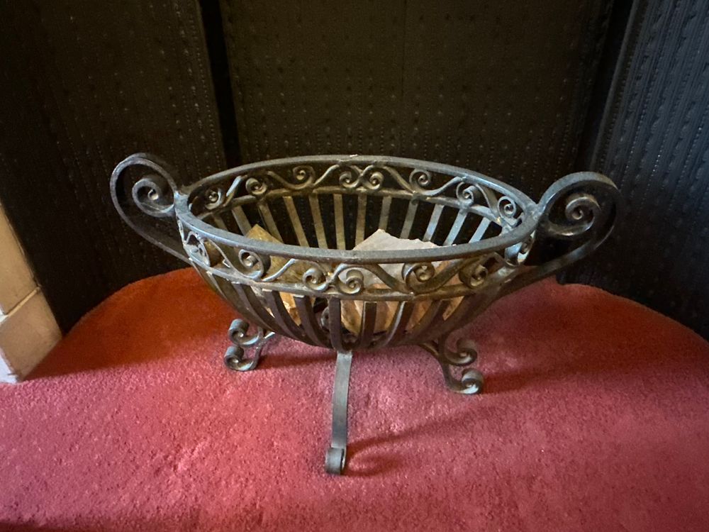 Lot 1178: A Decorative Wrought Iron Openwork Handled Basket