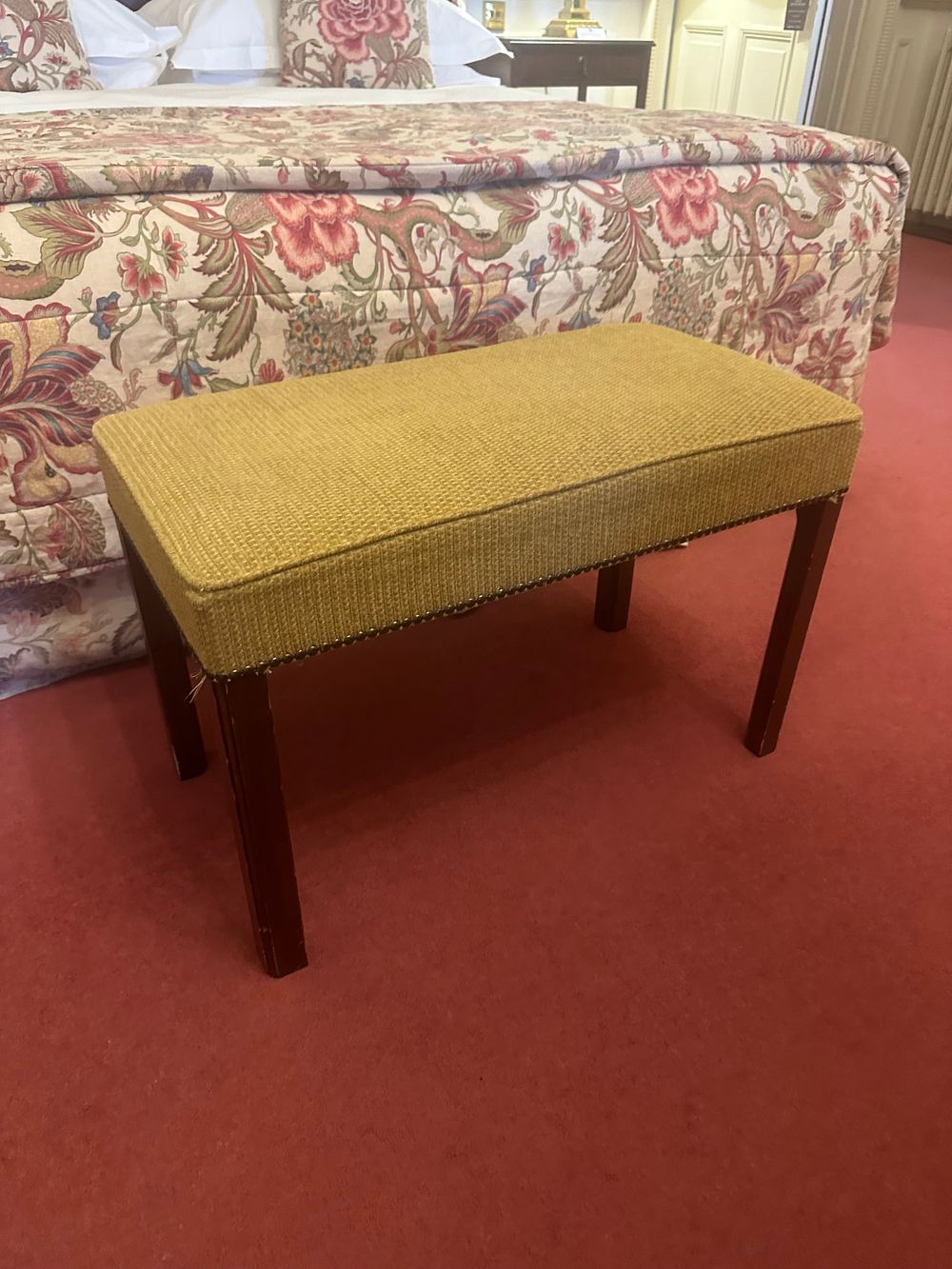 Lot 1185: 1940s Mahogany Upholstered Piano Bench