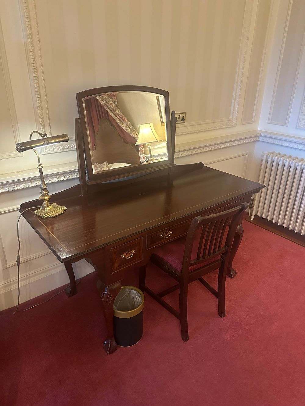Lot 1190: A Revival Style Hardwood Dressing Table with Mirror and Matching Chair