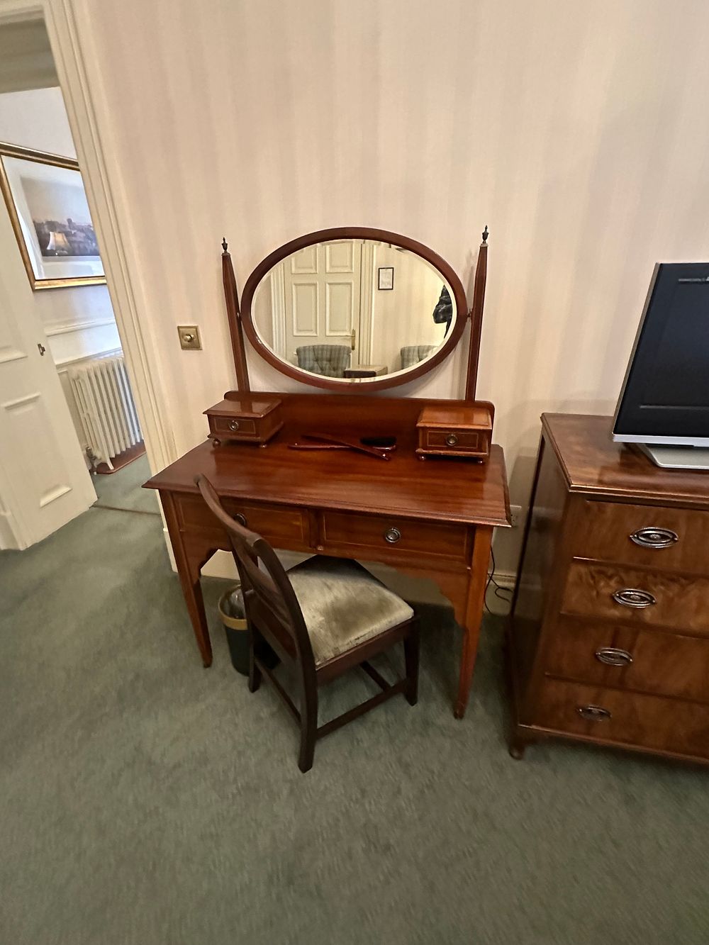 Lot 1202: A Sheraton Revival Mahogany Desk and Chair
