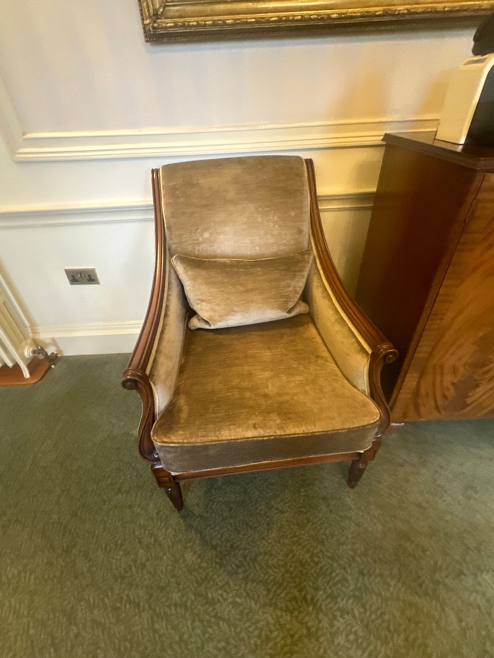 Lot 1229: A Pair of Upholstered Armchairs in Classical Revival Style
