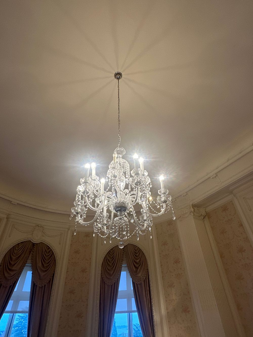 Lot 1243: A Large Rococo-Inspired Eight-Light Crystal Chandelier