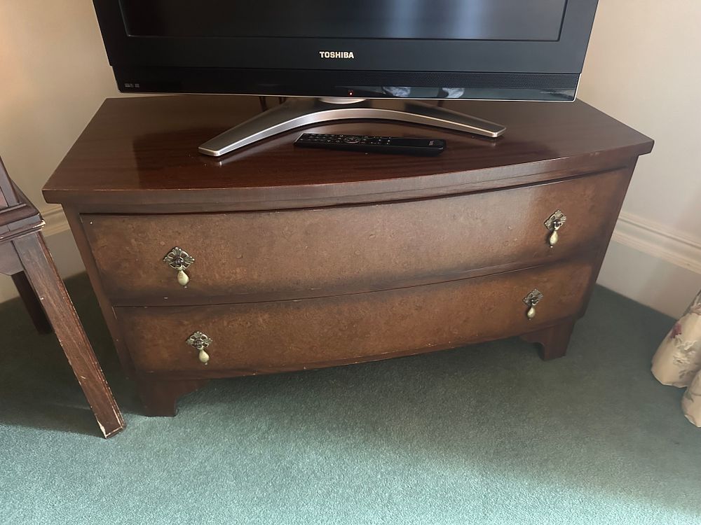 Lot 1303: A Serpentine Front Two-Drawer Commode. Cabinet only!