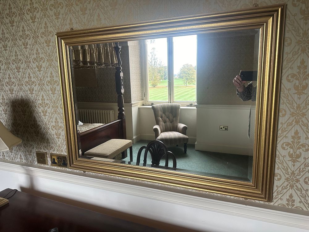 Lot 1311: A Yearn Gold French Style Bevelled Wall Mirror