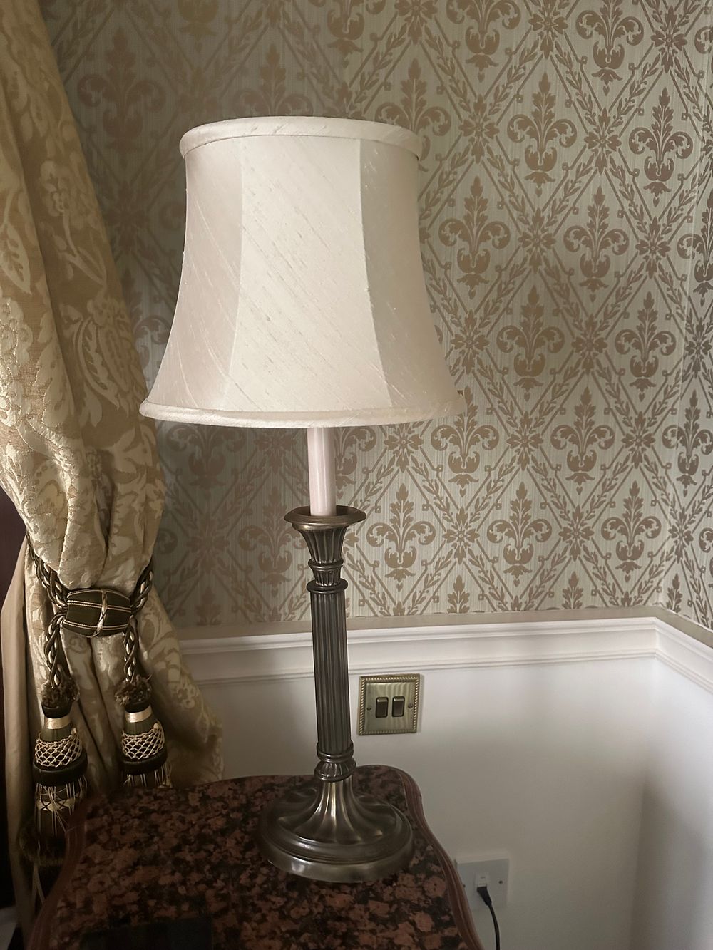 Lot 1315: A Pair of Neoclassical-Inspired Metal Column Table Lamps