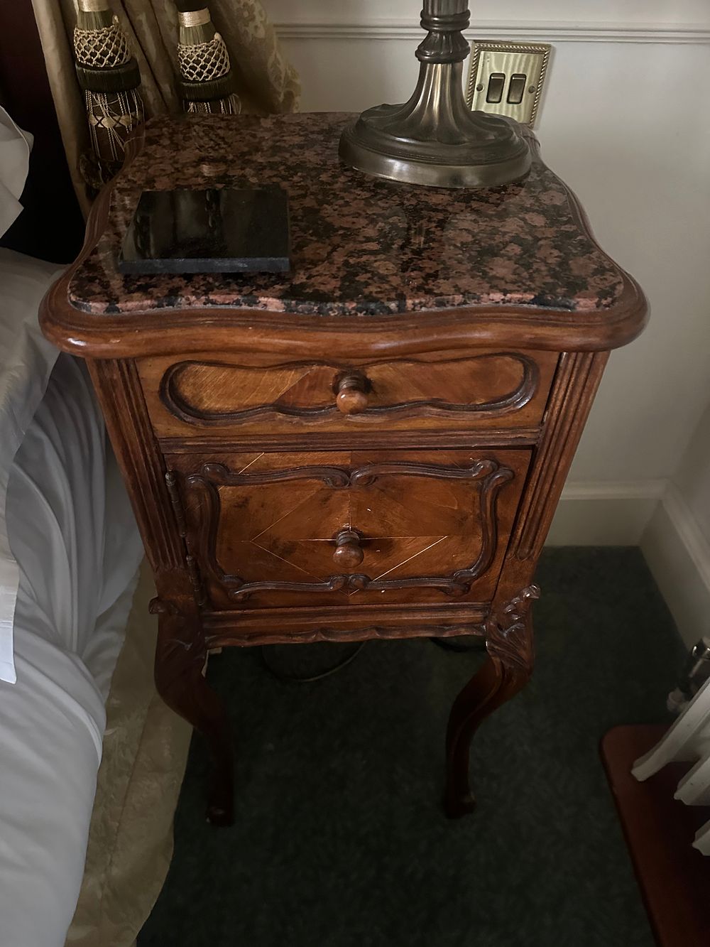 Lot 1316: A 19th Century French Louis XV Style Walnut Marble Top Nightstand