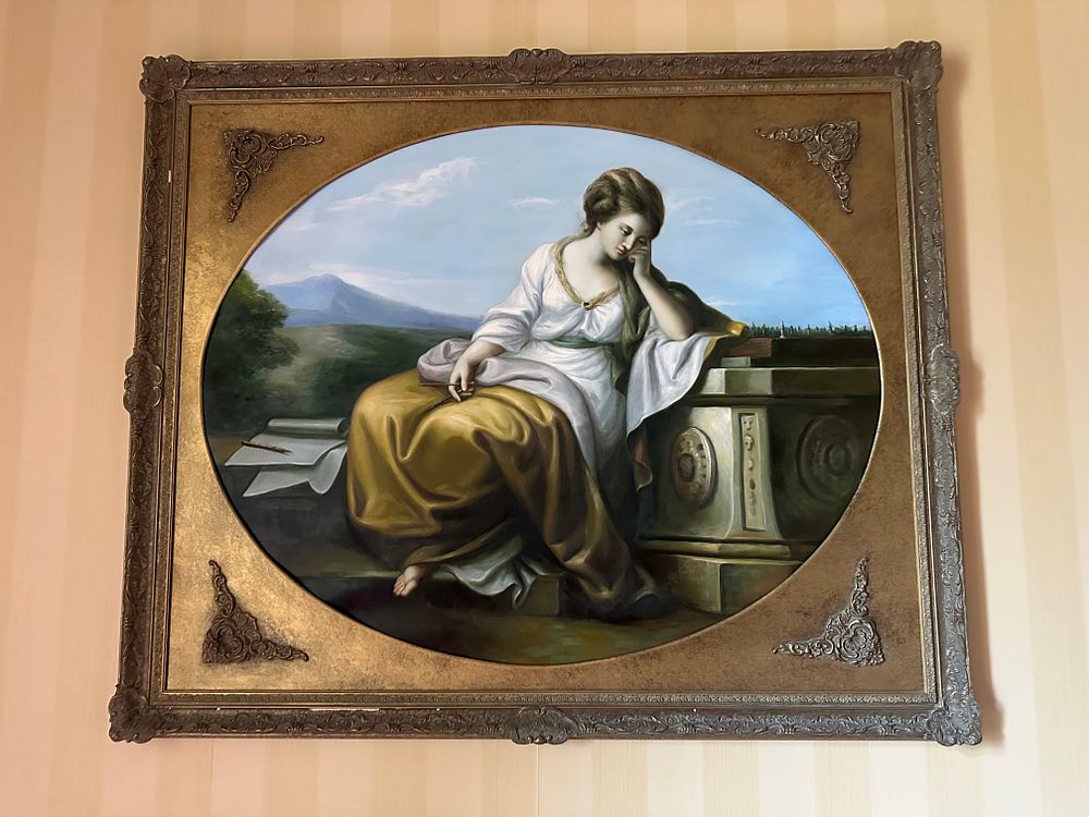 Lot 1338: A Neoclassical Style Oil Painting of a Pensive Female Figure, Oval