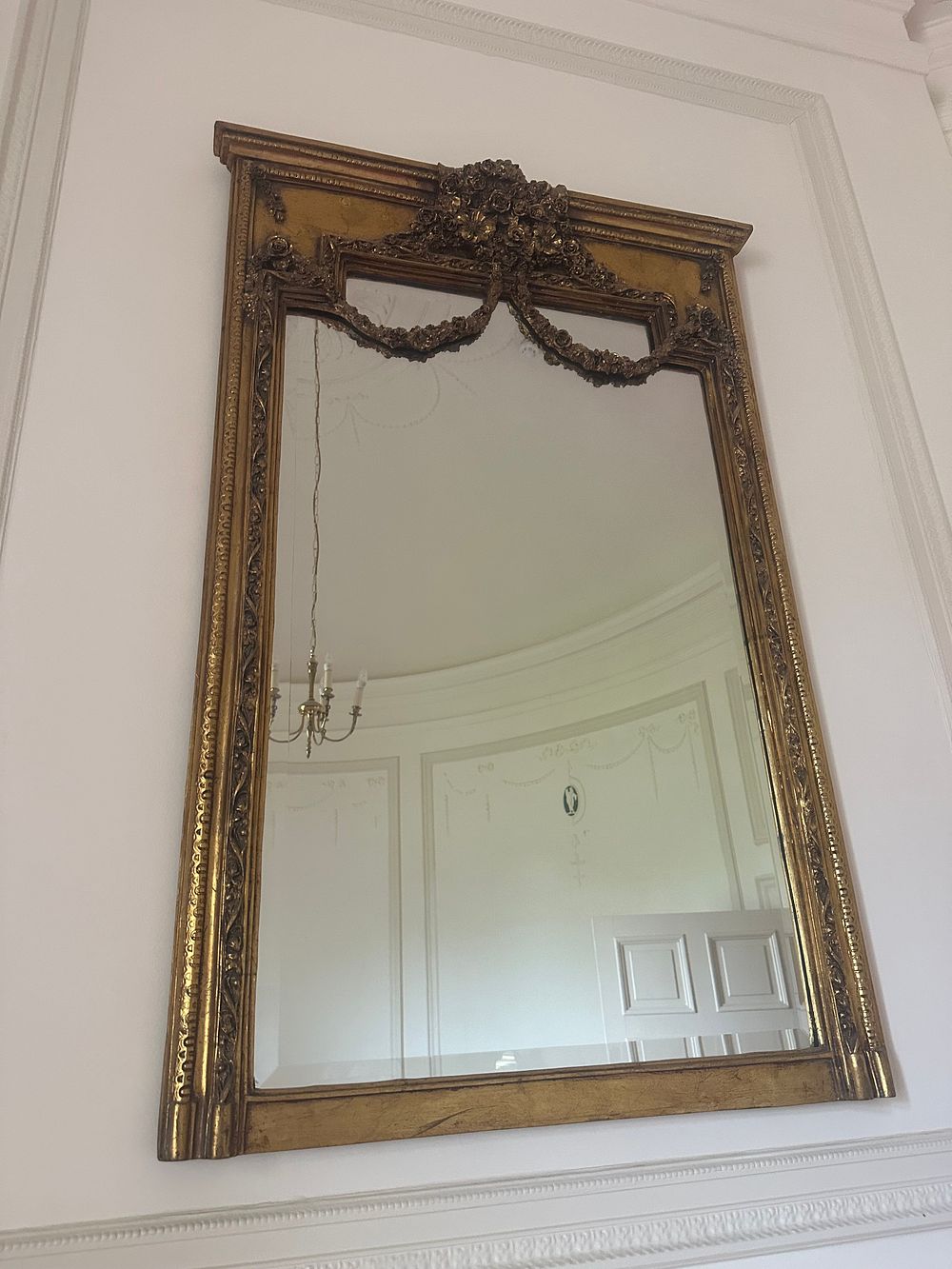 Lot 1359: A Large French Louis XVI Style Giltwood Wall Mirror