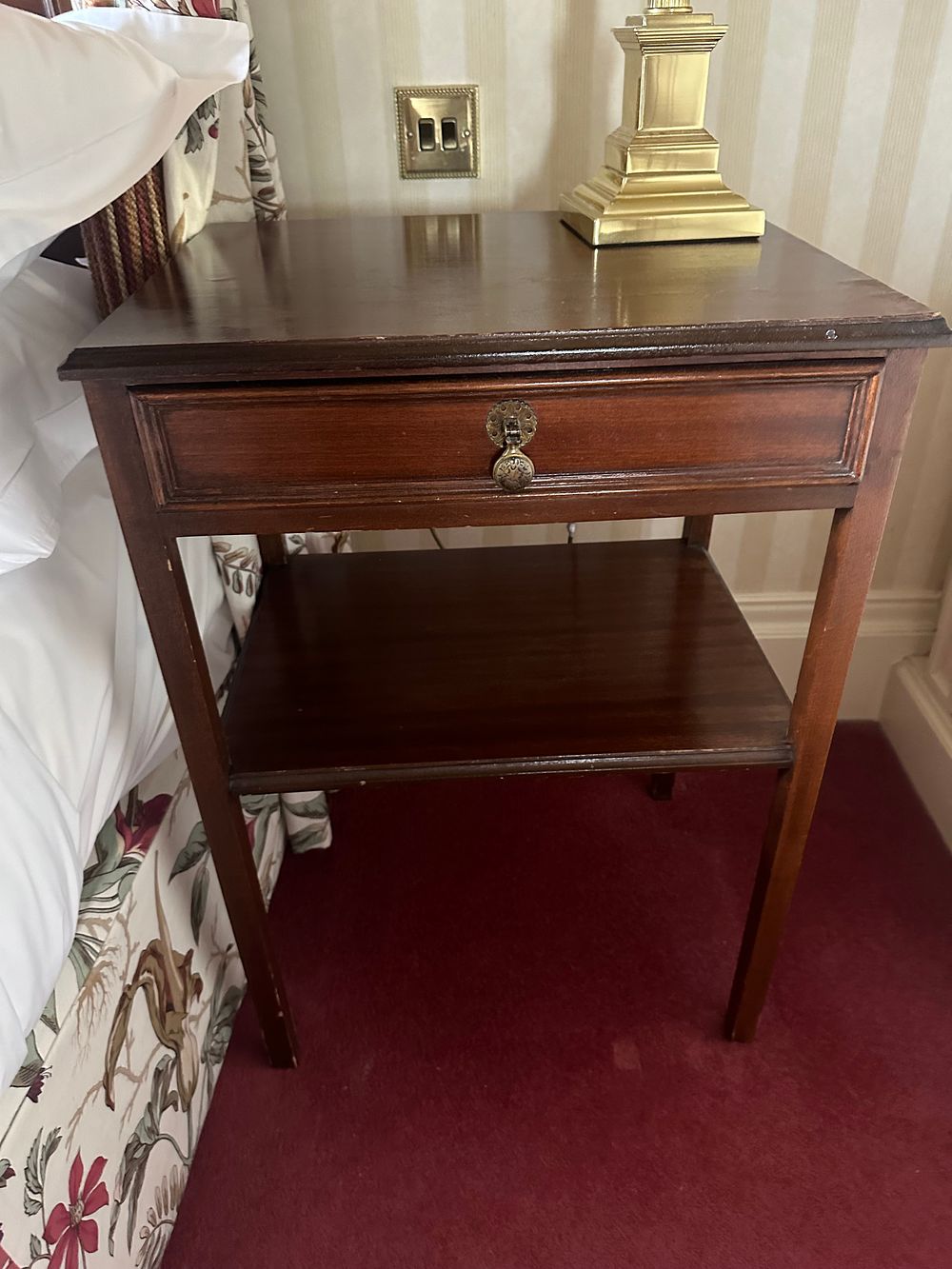 Lot 1384: A Pair of Mersman Federal Style Mahogany Two-Tier Side Tables with Drawers