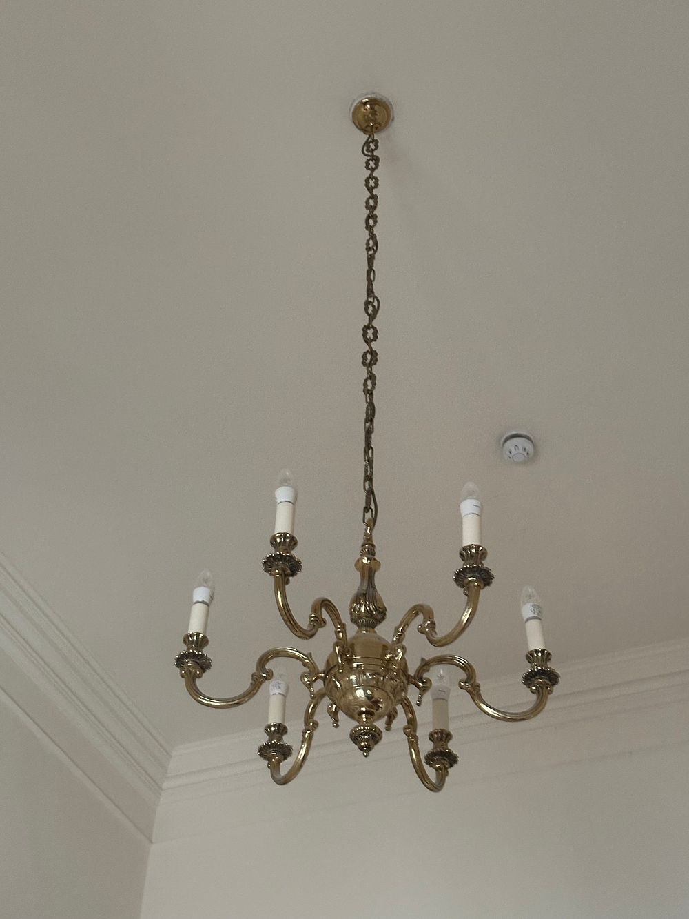 Lot 1389: A Georgian Style Brass Six-Arm Chandelier